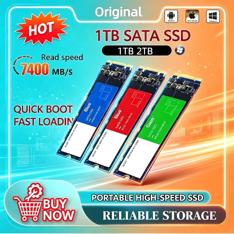 M.2 2280 NGFF SATA Interface SSD 500GB 1TB 2TB Internal Solid State Hard Drive High Speed Hard Disk For Desktop Laptop Notebook