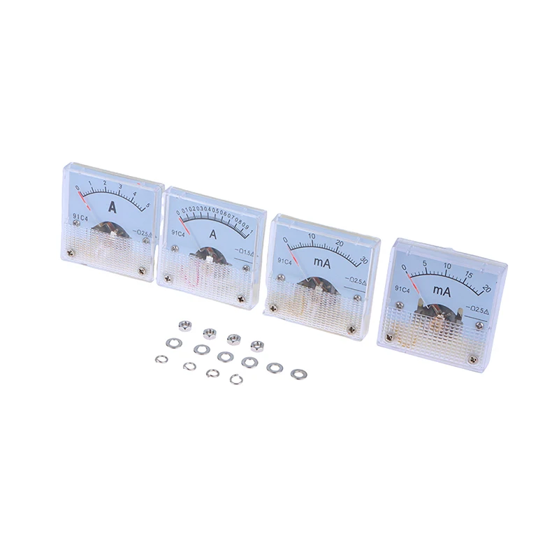 1pc Analog Ammeter Milliammeter Panel AMP Current Meter Gauge 91C4 DC 20mA 30mA 500mA 1A 2A 5A 10A