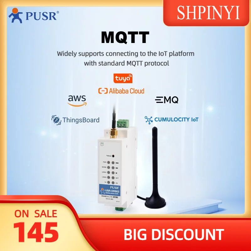 USR-DR502-E Europe LTE Cat 1 Industrial M2m Serial Rs485 4g Lte Gsm Modem Support MQTT Iot Platform