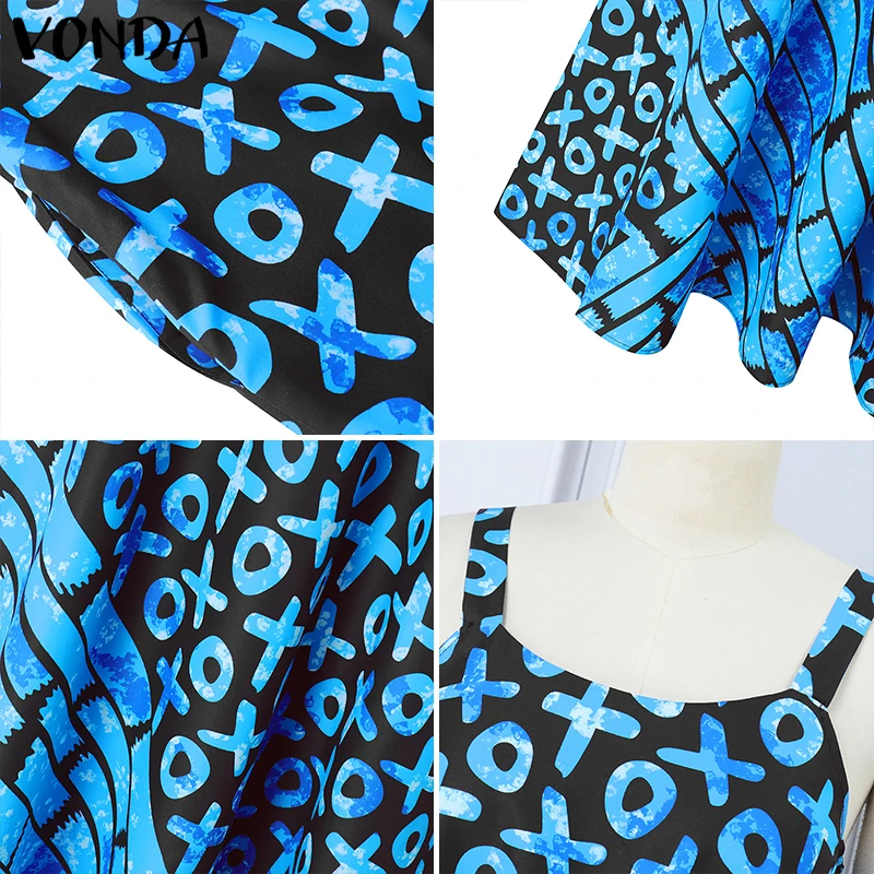 VONDA damska sukienka Maxi bez rękawów artystyczna długa sukienka letnia 2025 letnia O-Neck Party Vestidos O-Neck codzienna szata ponadgabarytowa
