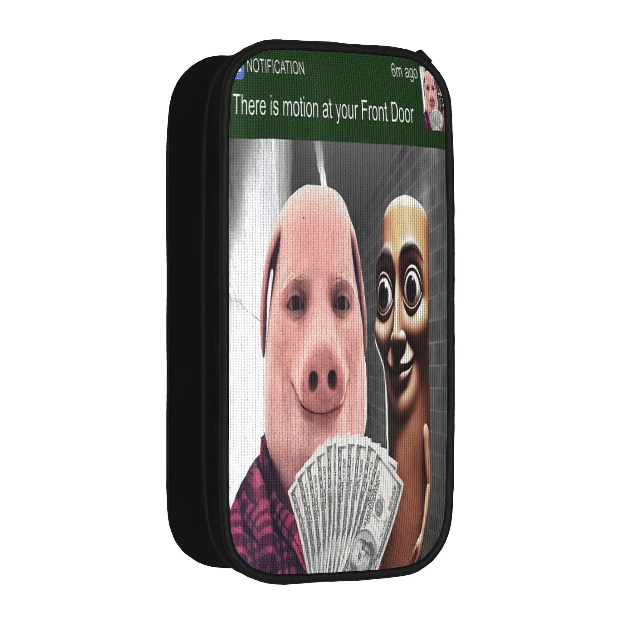 John Pork and Tung Tung Tung Sahur Front Door Motion Pencil Case Boy Retro Pencil Bag School Pencil Cases Stationery Organizer