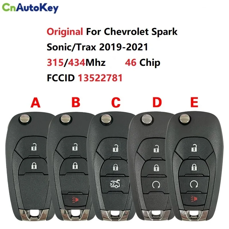 CN014120 Original  FCC 13522781 315/434Mhz 46 Chip 2/3/4/ button Key For Chevrolet Spark Sonic/Trax 2019-2021