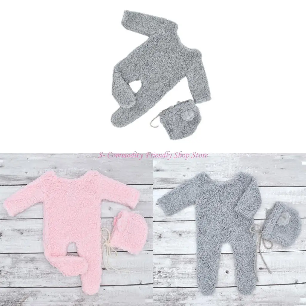 

85ae Baby Photo Стрельба реквизит бербер -флисовый медведь и комбинезон