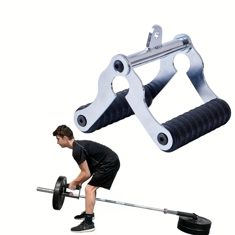 Double D-Handle Rowing Attachment, Heavy-Duty Iron T-Handle, Unisex, Suitable for Gym and Home Fitness Training
