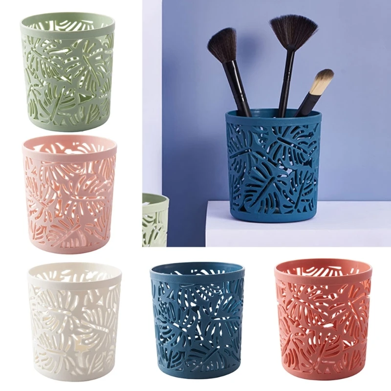 Imitujący rattanowy pojemnik na długopisy śliczny piórnik na biurko pudełko do przechowywania pędzli do makijażu biuro