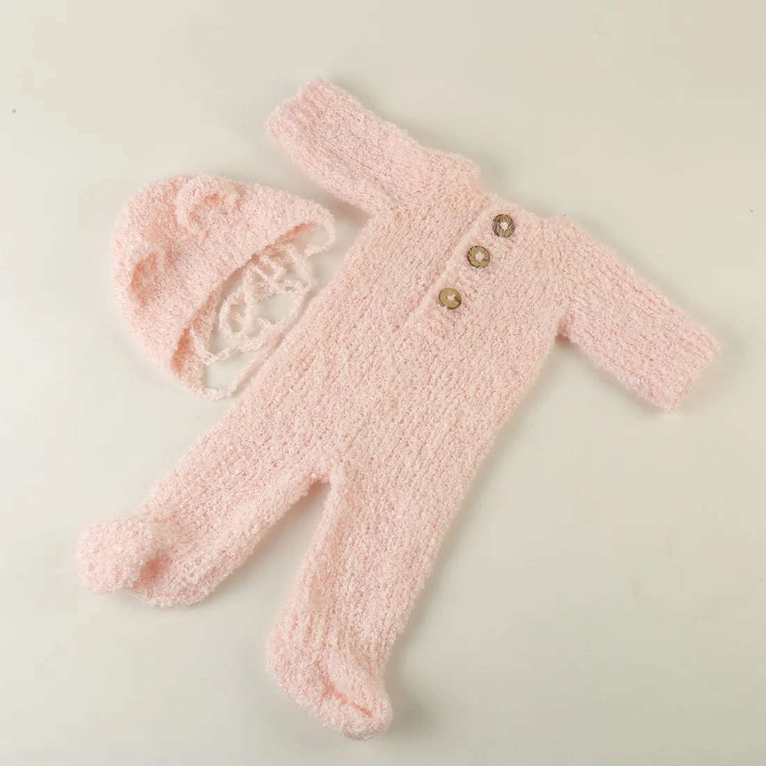 Knitted Baby Boy Clothes Set Teddy Bear Bonnet And Romper Set Newborn Photography Props Babies Outfit Photo Shoot