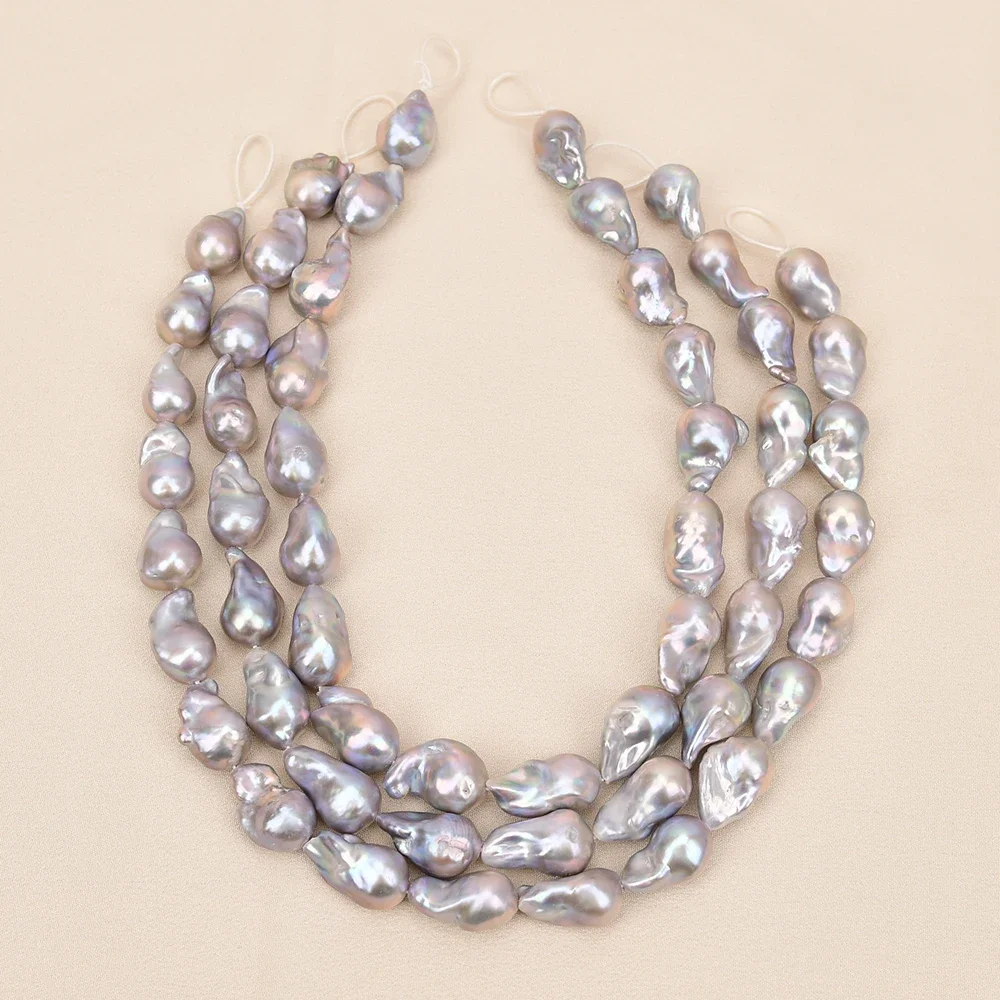 1 Strand Natural Gray Keshi Baroque Pearl Strands 16'' Loose Beads For Pearl Necklace Bracelet Jewelry DIY