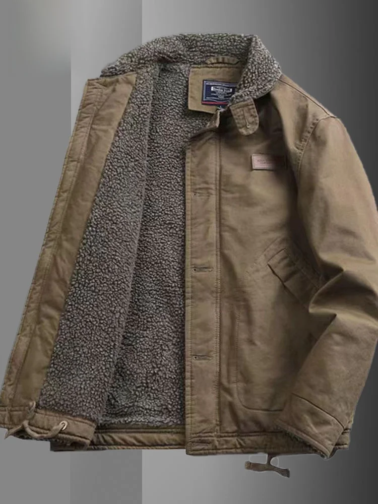 

Men's Winter Thiened Fce Lined Casual Workwear Cotton Jaet Windproof Warm Stand Collar Vest Faionable Urban Sle