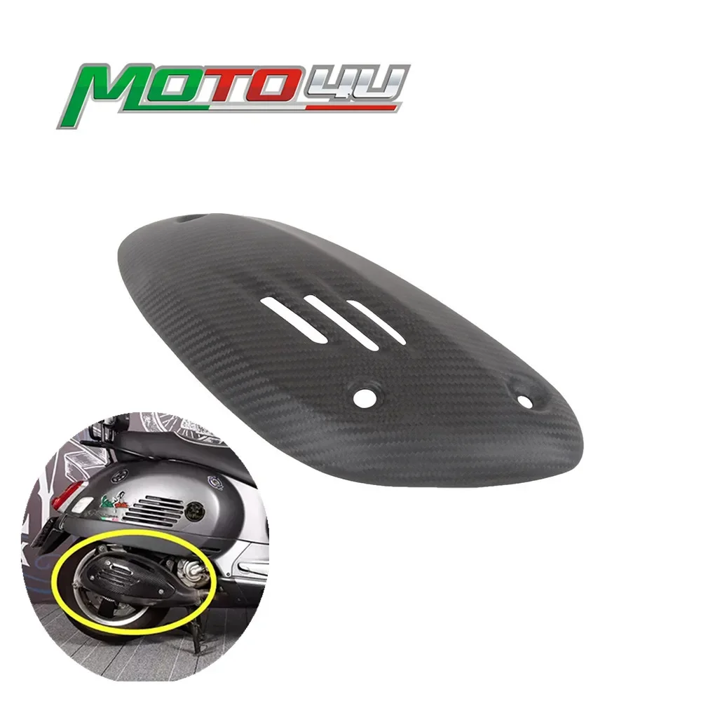 MOTO4U For Vespa GTS300 GTS 125 300 2023 2024 100% Carbon Fiber Scooter Exhaust Cover Decorative Cover Cafe Racer