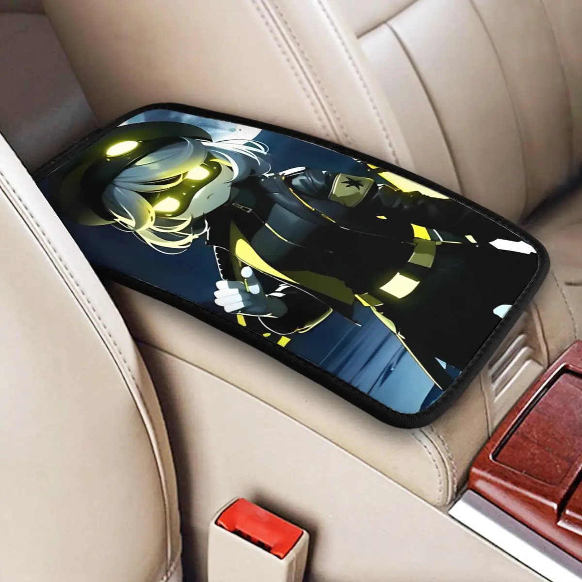 Murder Drones Games Car Armrest Cover Mat Universal Leather Center Console Cover Pad Non-slip Auto Styling Interior Accessories