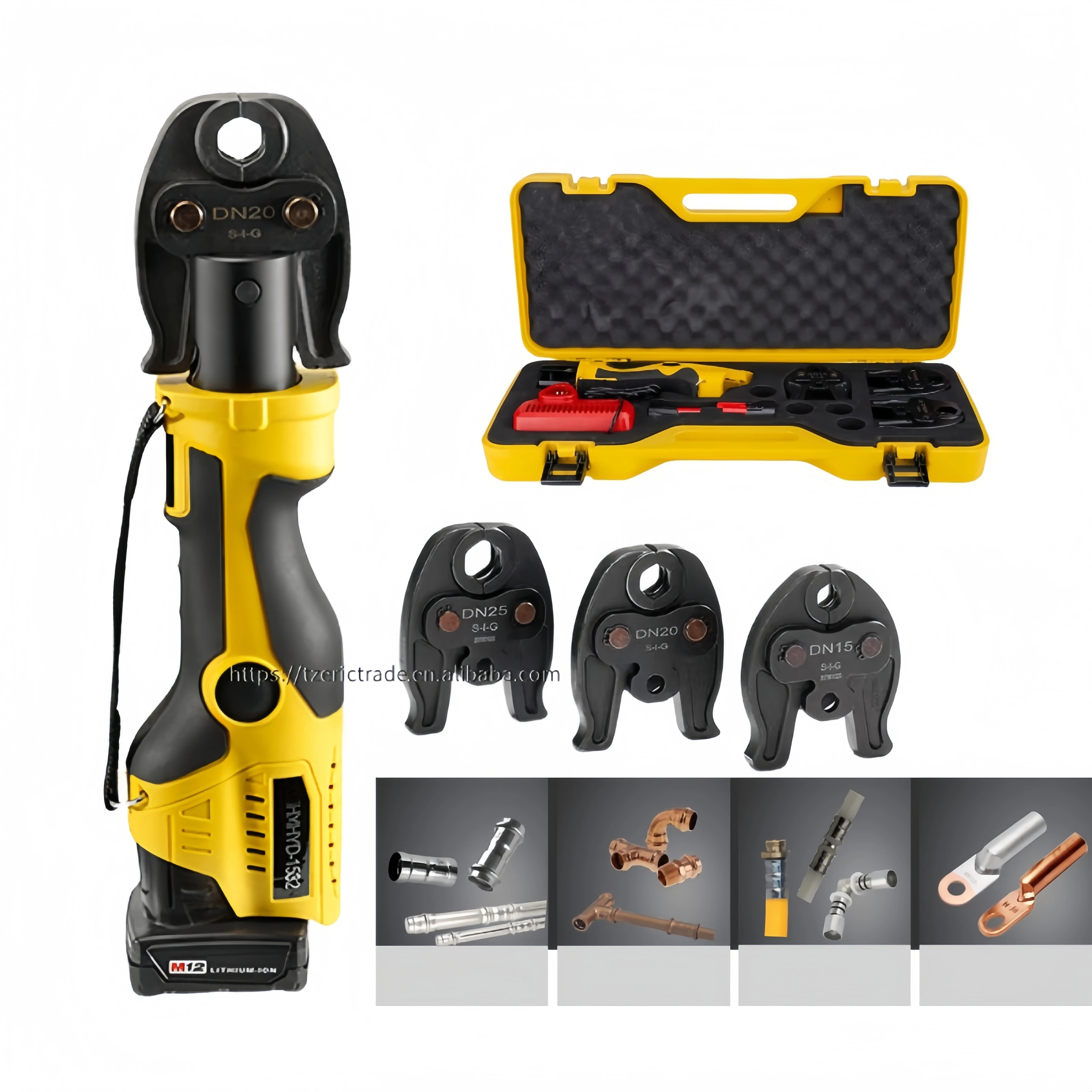 Rechargeable Electric Hydraulic Crimping Plumbing Tool Kit 1/2 3/4 1