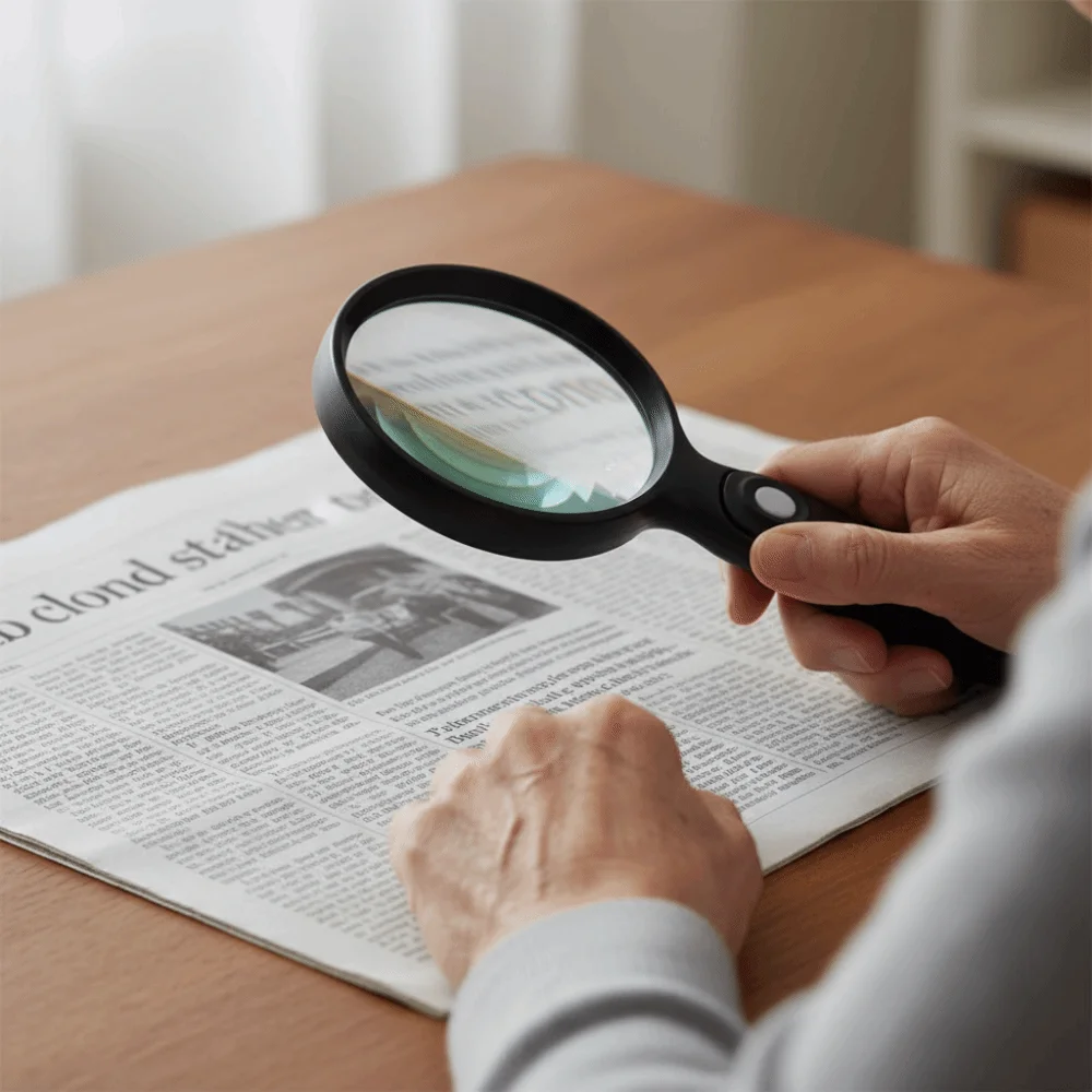 With 2 LED Light Lighted Magnifying Glass Illumination Hand Held Hand Held Magnifying Glass Lighted Professional