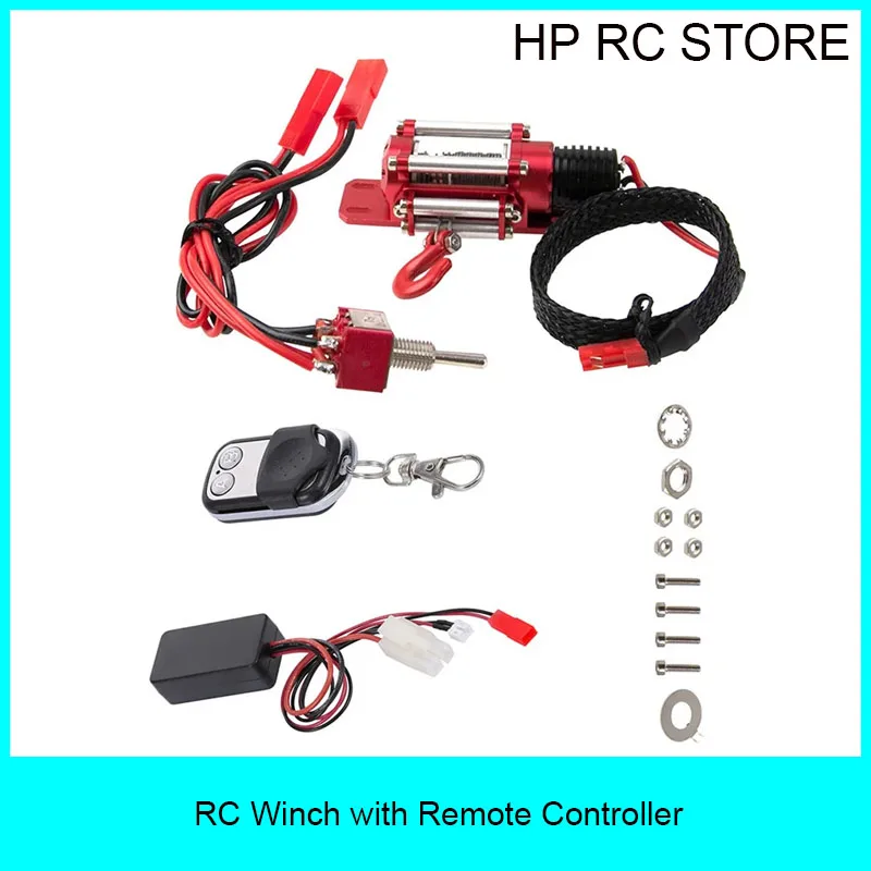 1/10 RC Modellauto Zubehör Metallwinde mit Fernbedienung für RC Crawler Truck Axial SCX10 90046 TRX4 TRX6 Redcat Gen8