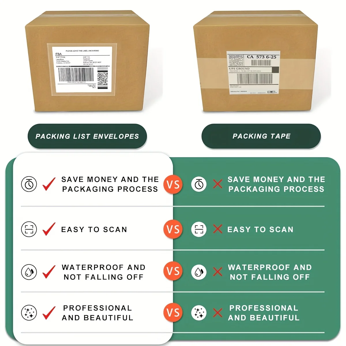 100 Pack Clear Self-Adhesive Packing List Pouches with Top Loading Design Shipping Label Sleeves & Packing Slip Envelopes