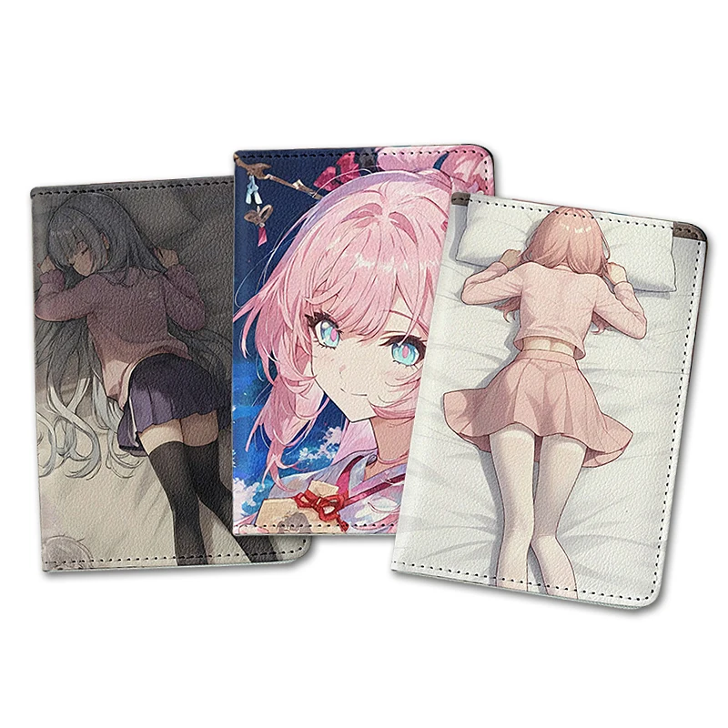 

Милая обложка для паспорта в стиле аниме для девочек, дорожный кошелек для паспорта для девочек, манга, школьный чехол для паспорта, держатель для авиационного билета, кредитной карты