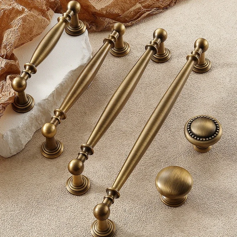 Vintage Brass Furniture Pull Handles Bronze Long Bar Shoe Cabinet Door Handles Drawer Knob for Kitchen Wardrobe Cupboard Pulls