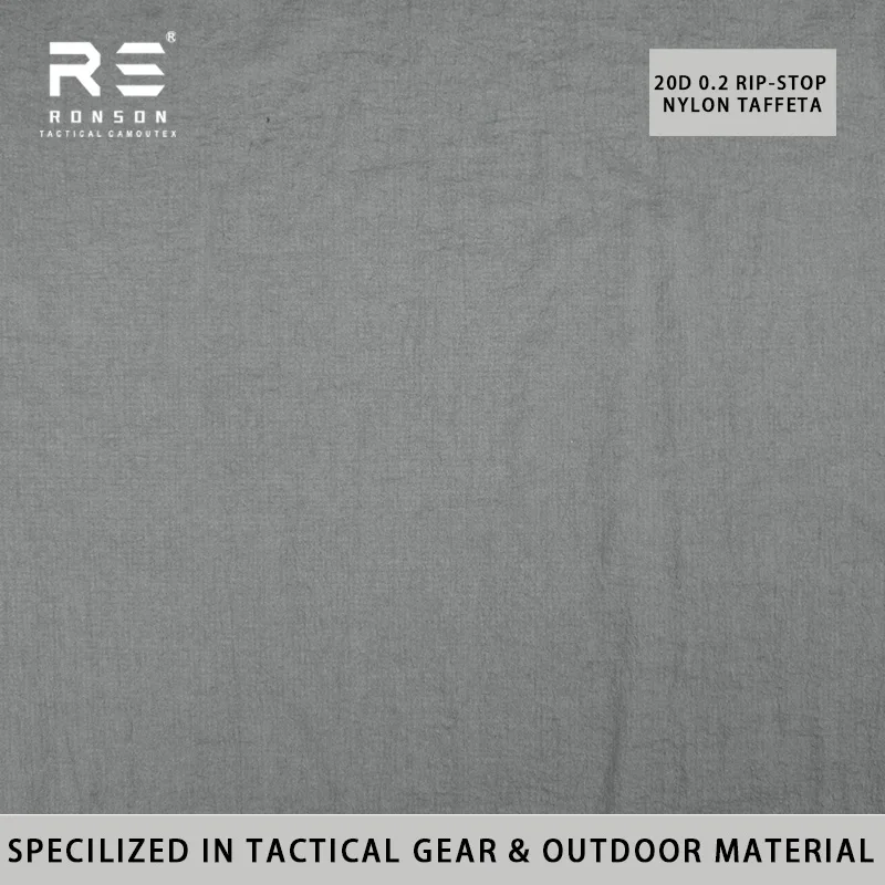 20D Nylon 380T 4# Wolf Gray Ripstop Spandex Wrinkled Texture Fabric Breathable WR Infrared for Jackets Ultralight Winderbreaker
