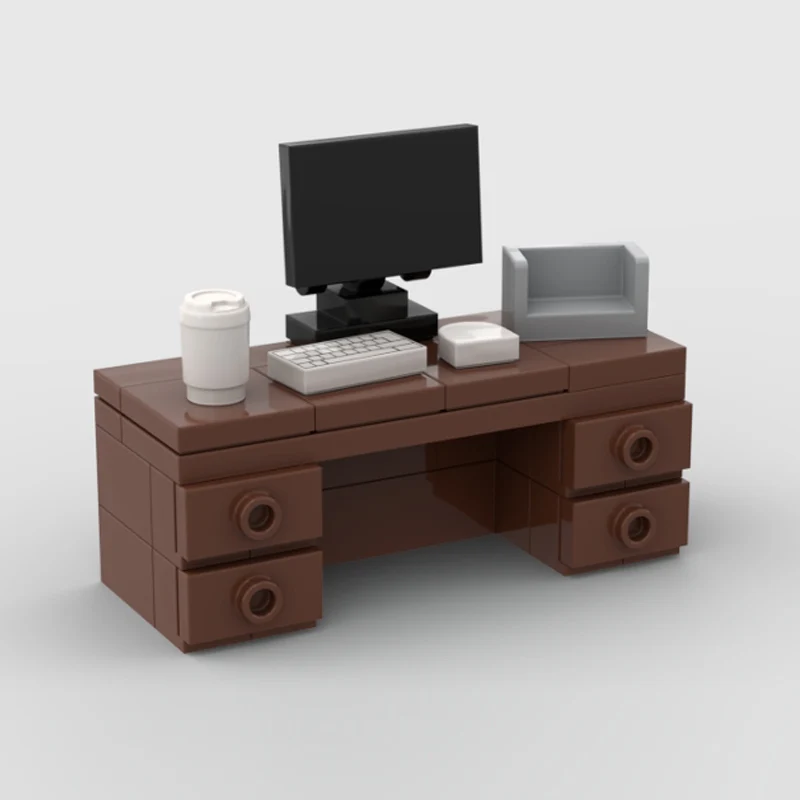 City Street View Model MOC Building Bricks Computer Office Desk Modular Technology Gifts Holiday Assemble Children Toys Suit