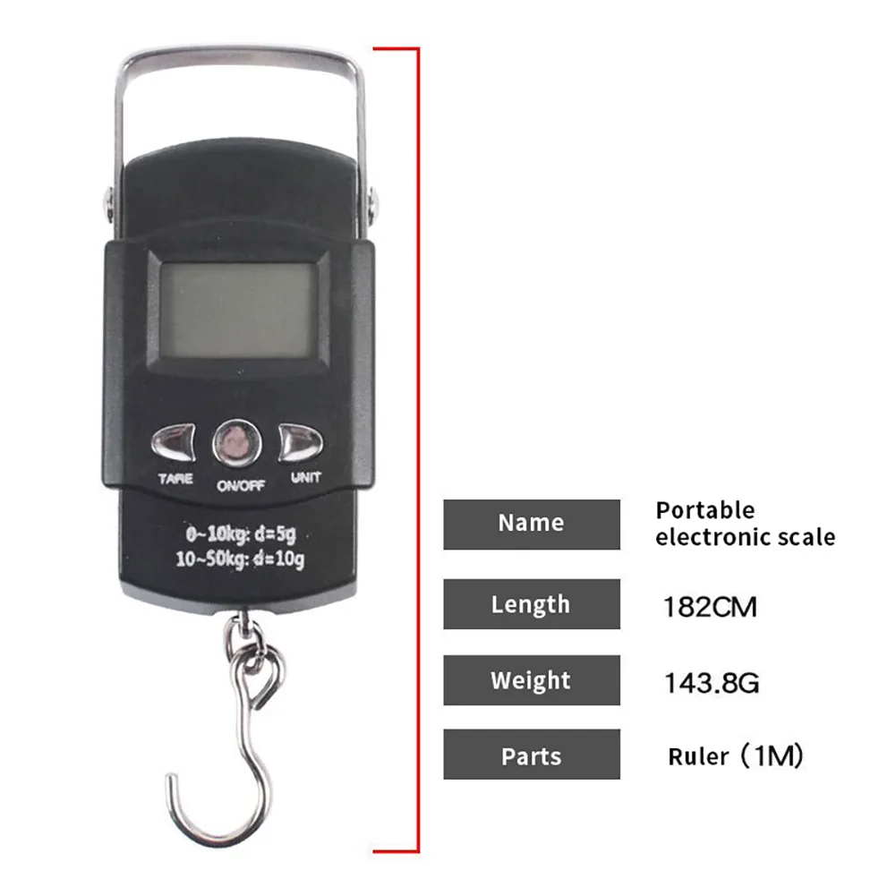 Portable Fishing Weight Scale, 110lb/50kg Lightweight Scales with 1m/ 3.2ft Tape Measure with Screen Hanging