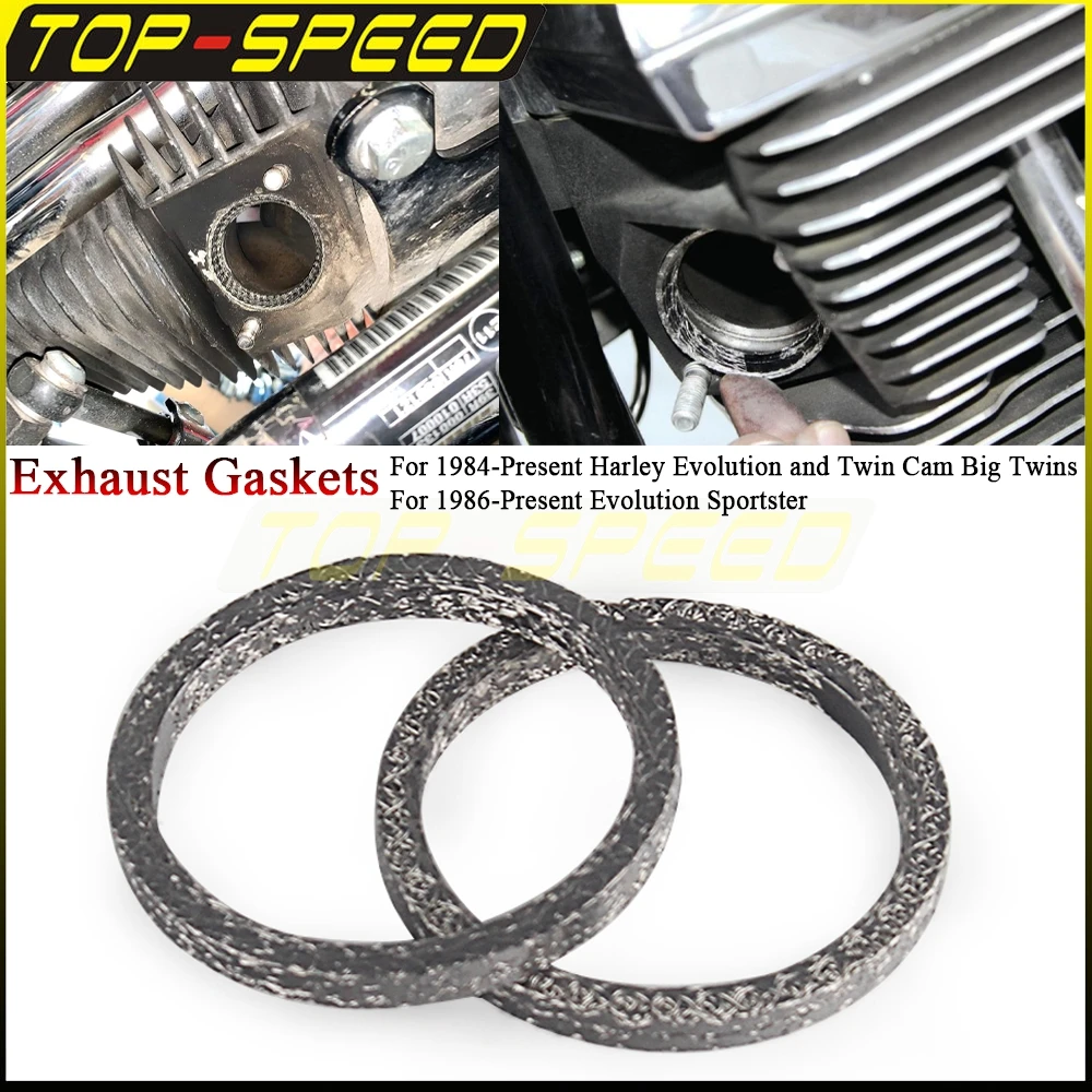 Joints d'échappement de moto pour Harley Sportster 883 Dyna Evolution, bague d'étanchéité pour silencieux à double came # 17048-98 # 65324-83B