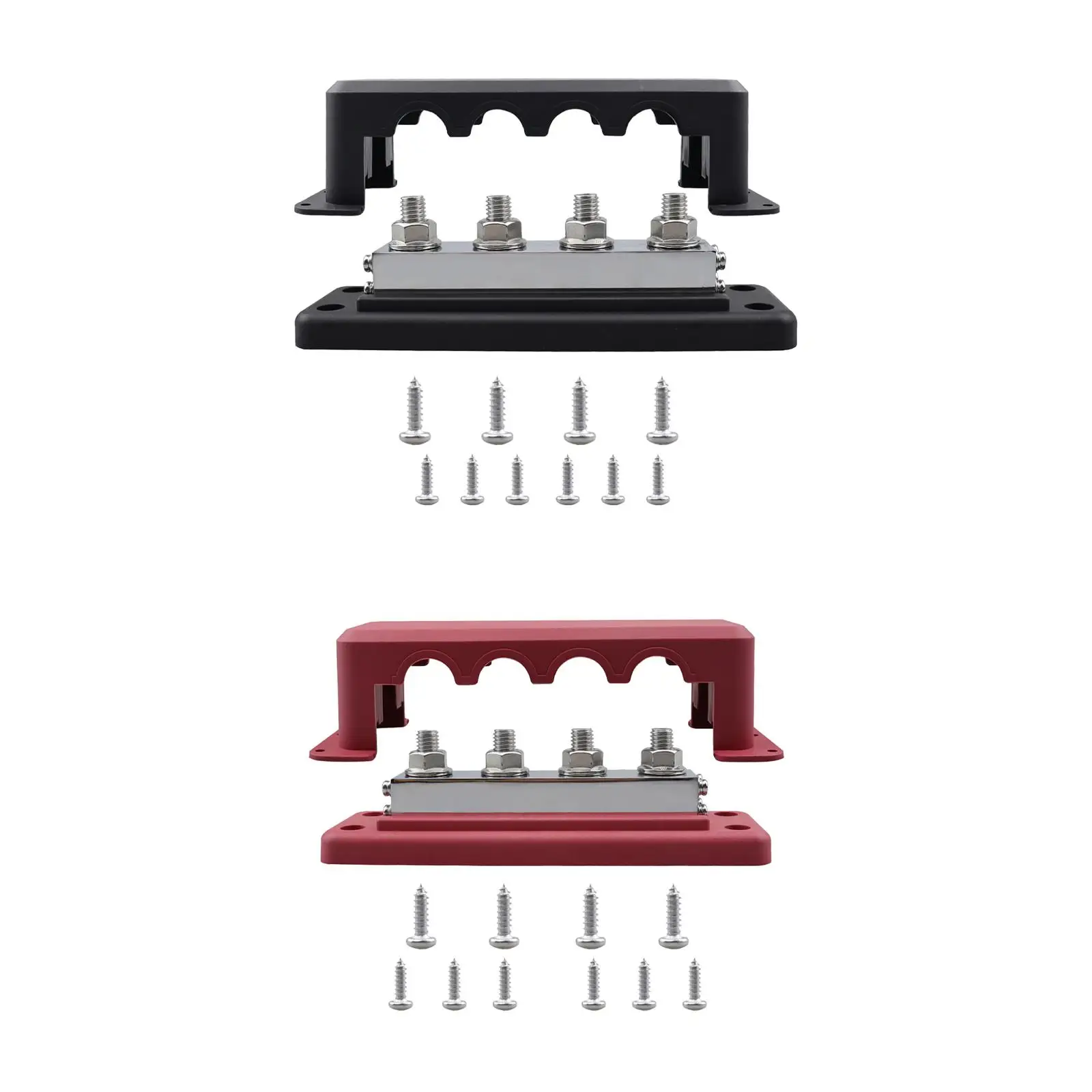 Power distribution block 4 x 3/8 inch with cover for busbar for