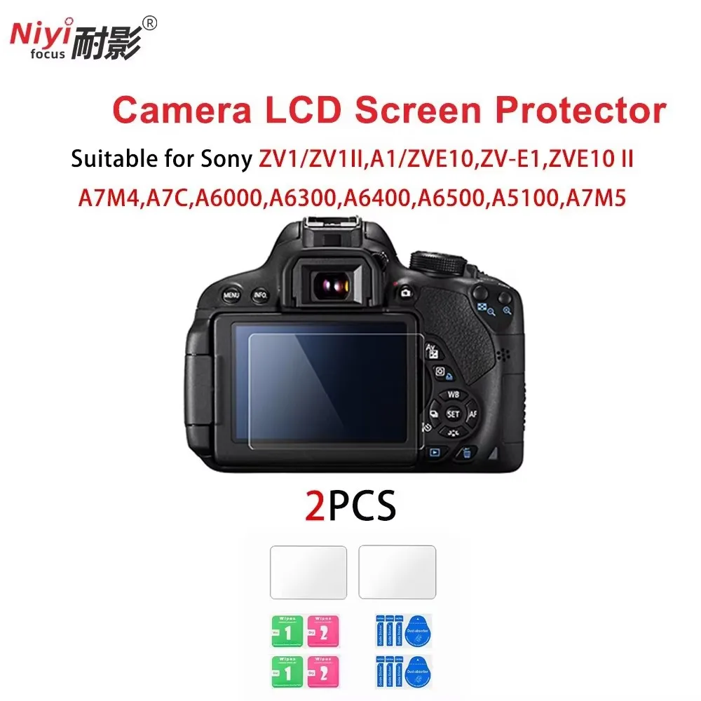 

9H Tempered Glass Screen Protector 2PCS for Sony ZV1/ZV1II A1/ZVE10 ZV-E1 ZVE10 II A7M5 A7M5 A7M4 A7C A6000 A6300 A6400 A6500