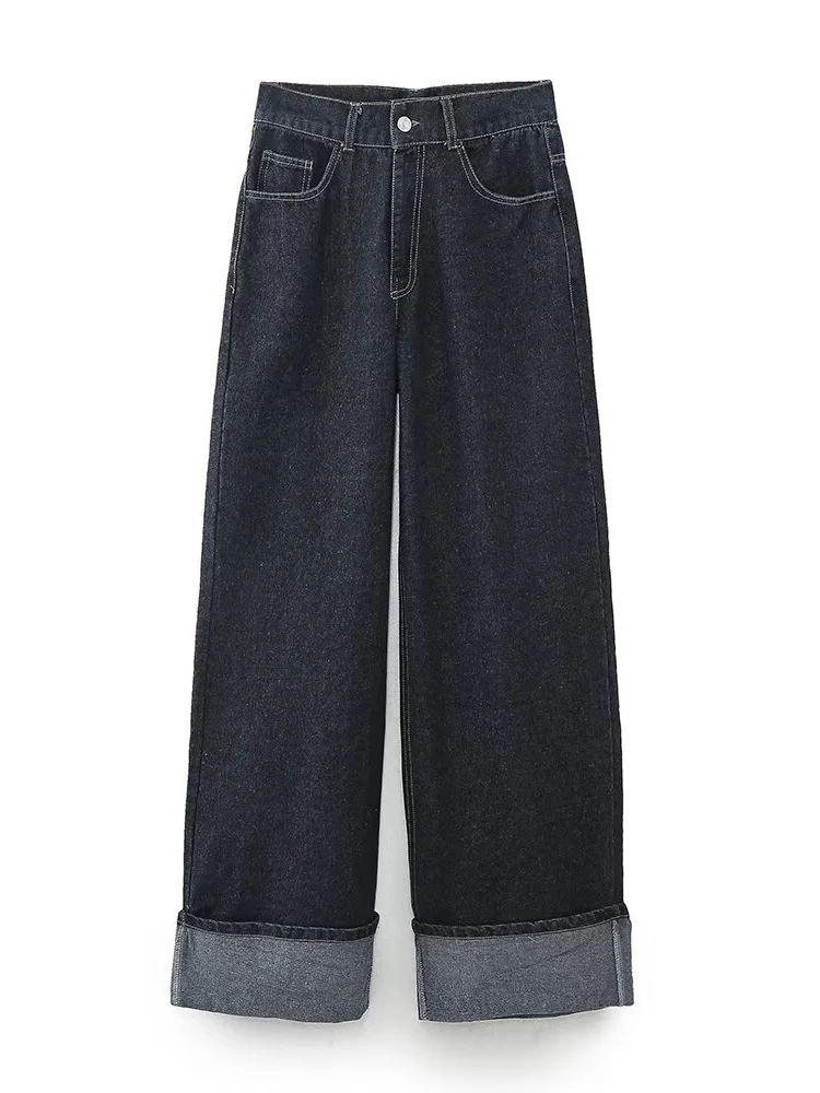 

KUCLUT Women Fashion Denim Blue Front Zipper Jeans Pants Vintage High Waist Full Length Female Chic Lady Trousers