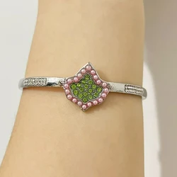 Handmade 1Pc Greek Inlaid Diamonds Ivy Leaf Fashion Cuff Bangle Sorority Jewelry