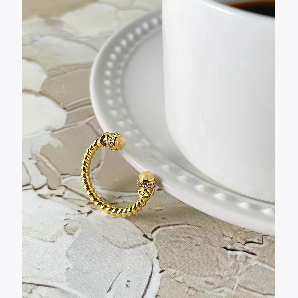

ENFASHION Aesthetic Epoxy Open Rings For Women Gold Color Zircon Ring 2021 Party Fashion Jewelry Bague Femme R214138 R214139