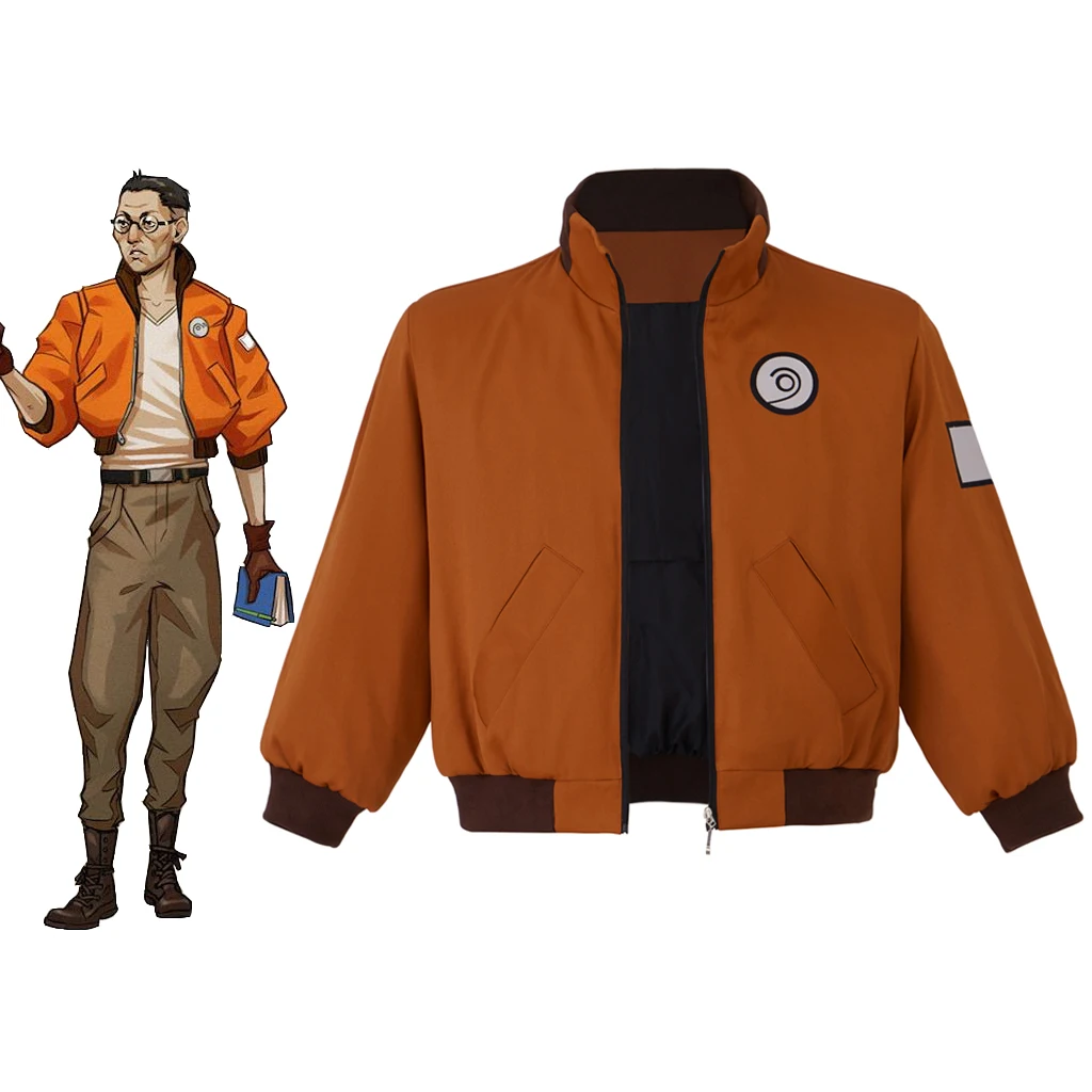 Game Disco Elysium Cosplay Kim Kitsuragi Costumes Orange Coat Kim Kitsuragi Zipper Short Baseball Jacket Casual Pilot Jacket