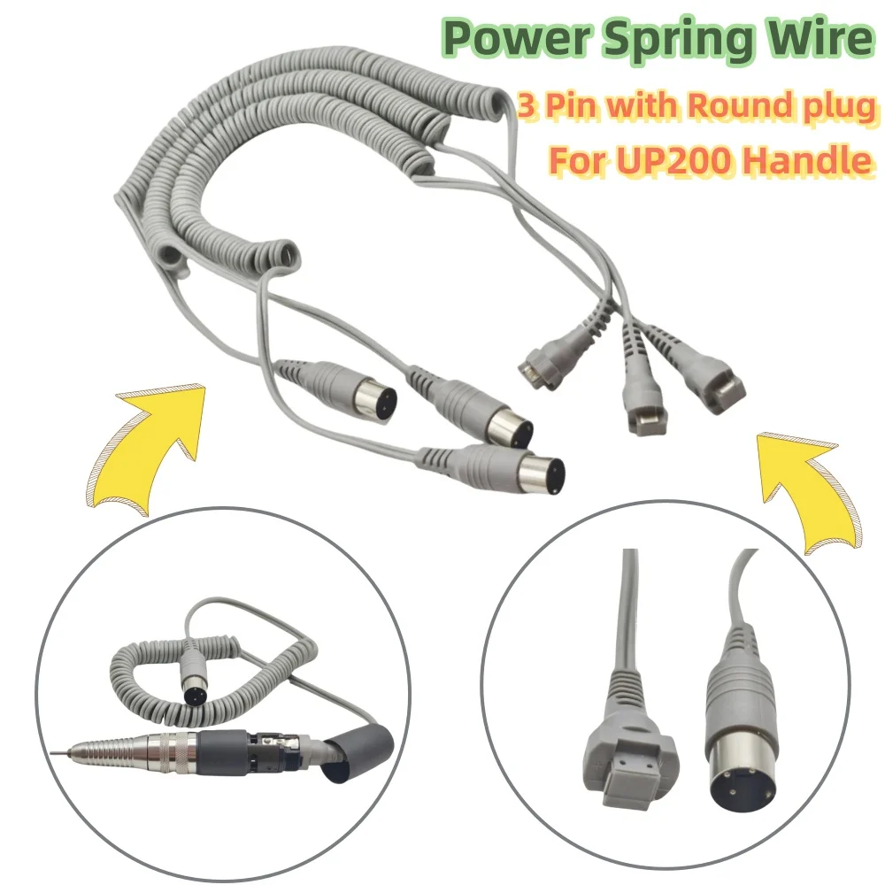 STRONG 210 3 Pin Power Spring Cable Cord for UP200 Electric Manicure Pen 35K Nail Drill Handpiece Pedicure Accessories Replace