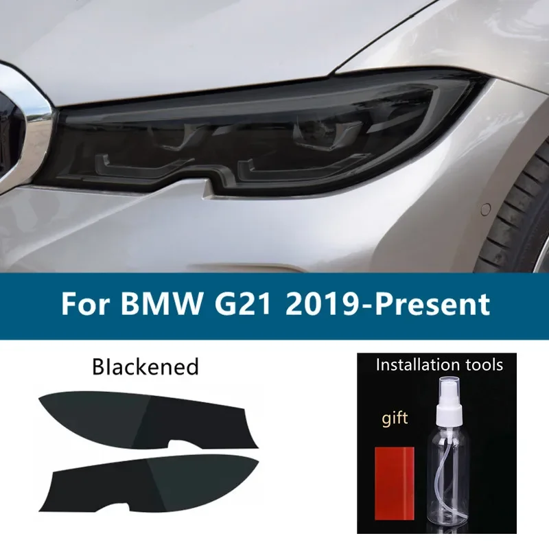 2 X For BMW 3 Series G20 G21 F30 F31 F34 Car Headlight Tint Black Protective Film Protection Transparent TPU Sticker Accessories