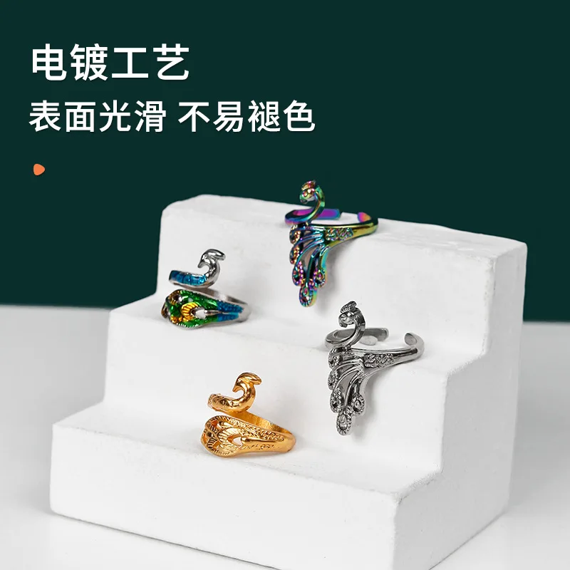 Hollow flower ring for women exaggerated personality open mouth name ethnic style peacock index finger ring