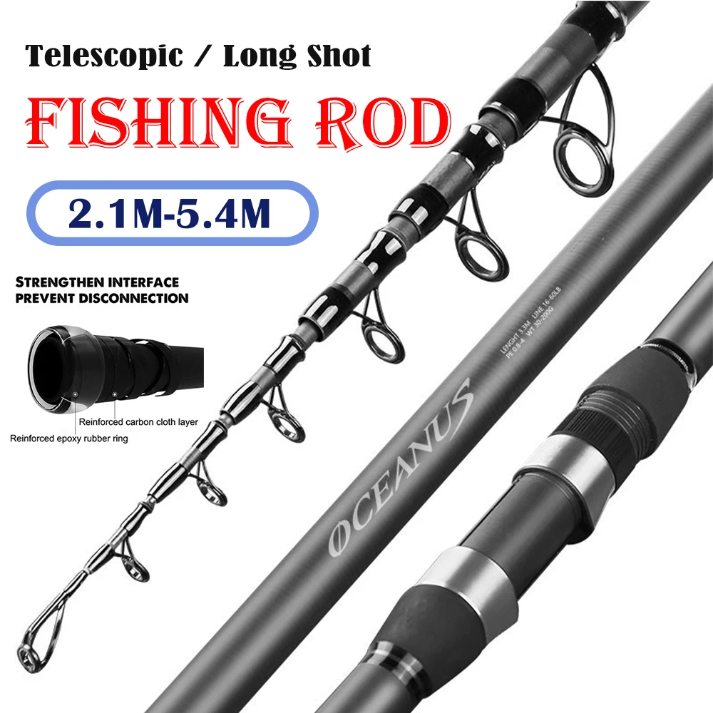 Black Carbon Telescopic Fishing Rod Ultra-Light Distance Throwing Rods Long Shot Sea Pole Travel Carp Fishing Lure Tackle