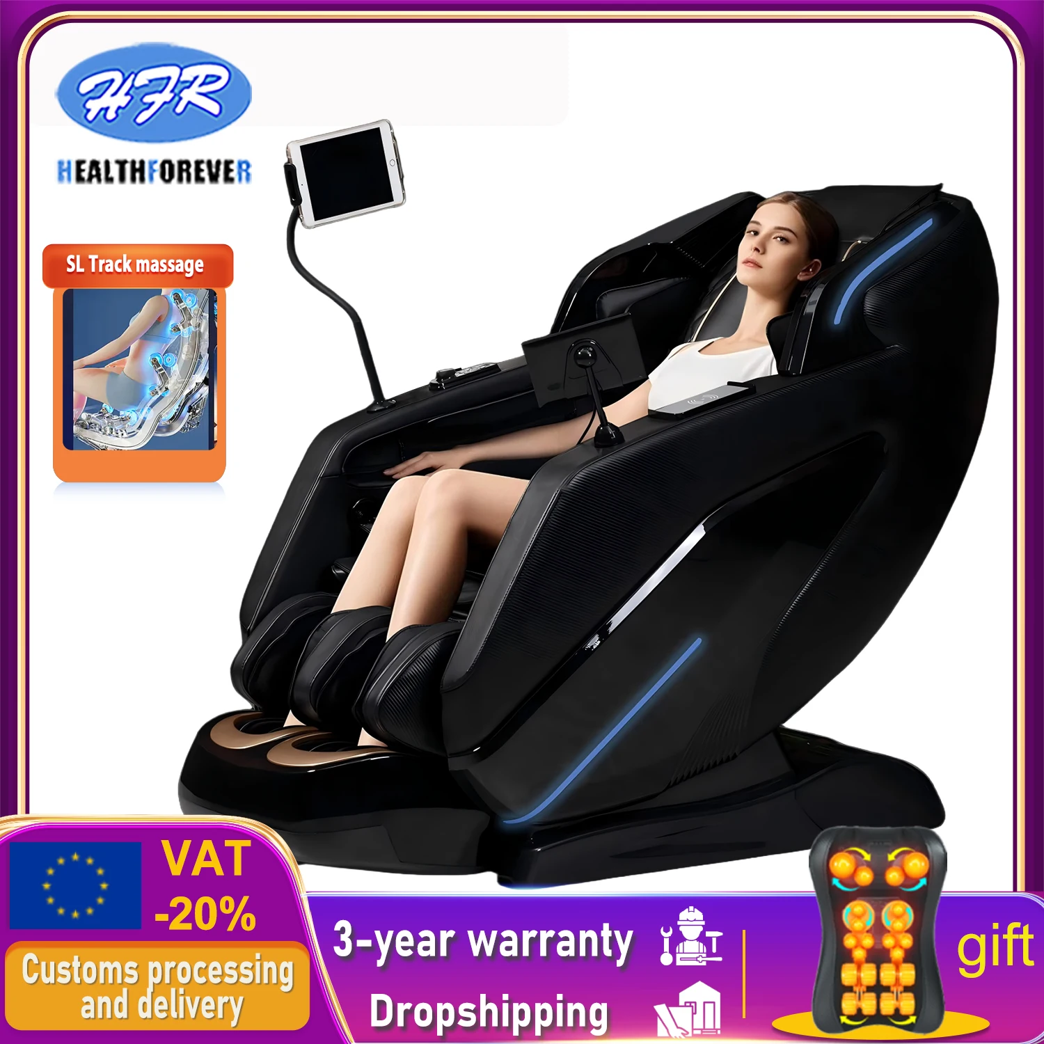 

Massage Chair Full Body,2025 Zero Gravity SL-Track Shiatsu Massage Chairs Recliner AI Voice,Waist Calf Heating Phone Holder blac