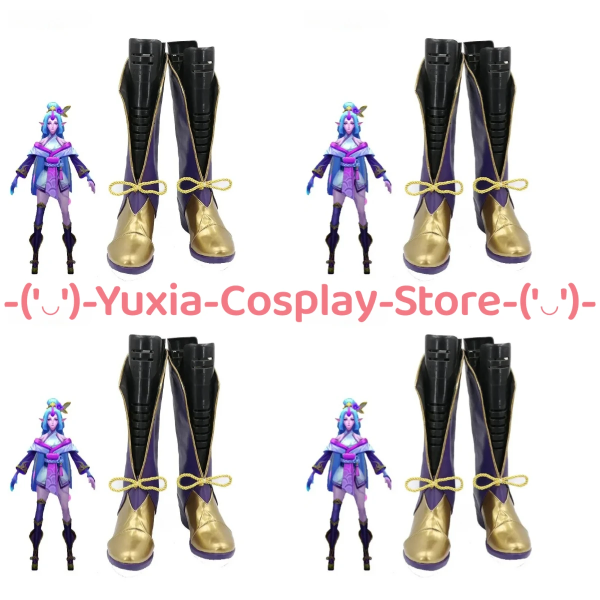 

Yuxiacosplay! LoL Soraka Cosplay Shoes Anime Game Character Prop PU Leather Boots Halloween Carnival Party Costume
