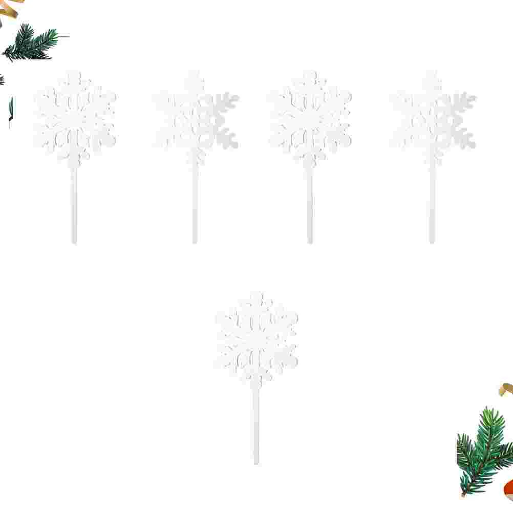 

20 Pcs Acrylic Cake Christmas Insert Card Snowflake Cupcake Picks Decorations Shinny Topper