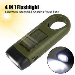 Rechargeable LED Flashlight Survival Gear For Fishing Boating Hiking Power Bank Emergency Hand Crank Dynamo Solar Flashlight