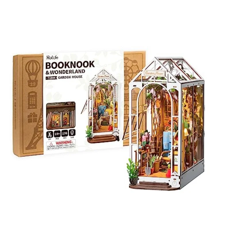 Robotime Rolife DIY Book Nook Wooden Miniature Doll House for Bookshelf Insert Furniture