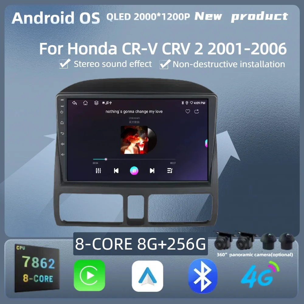 

Для Honda CR-V CRV 2 2001-2006 Автомобильный радиоприемник Android Мультимедийная навигация 4G GPS Беспроводной Bluetooth Carplay GPS Сенсорный экран Стерео