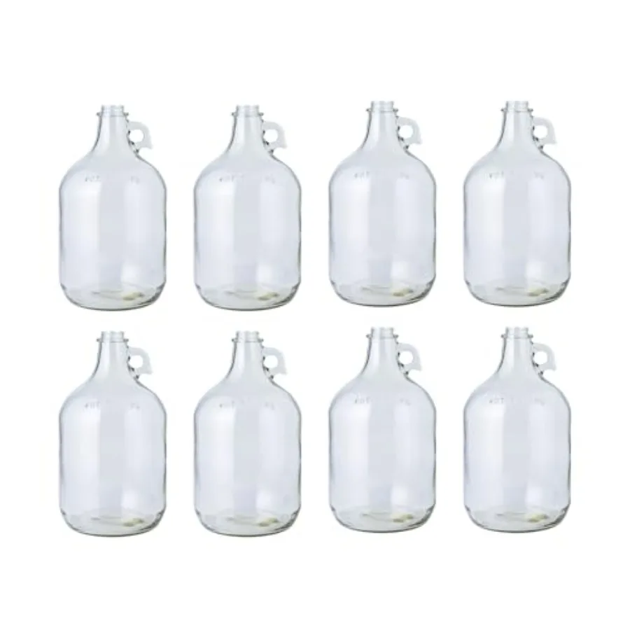 

8-Pack 1 Gallon Glass Jug 128 oz w/ 8 White Plastic Caps Multipurpose 1 Gallon Jug and Detergent Dispenser for Laundry Glass Ja