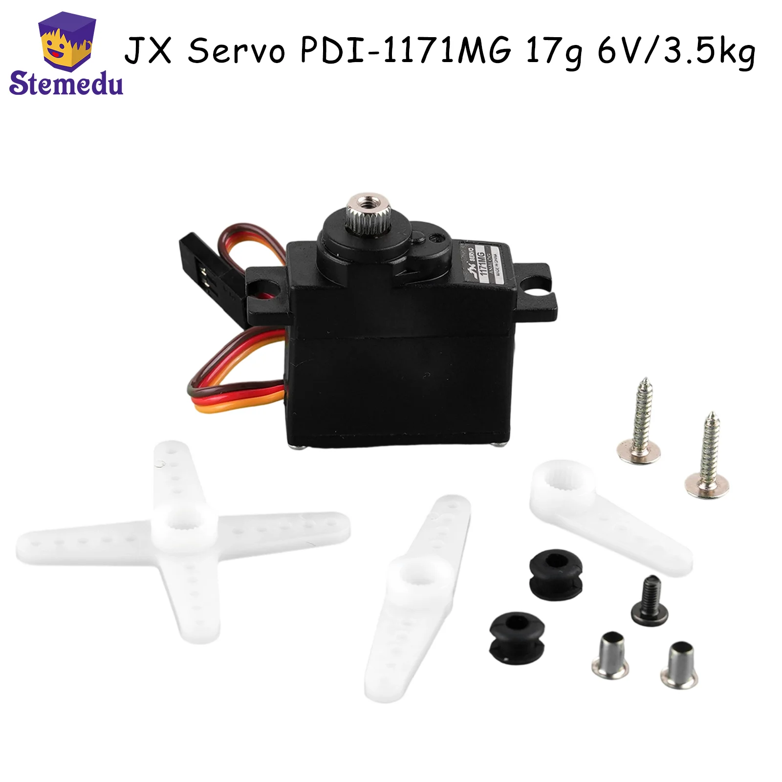 

JX Servo PDI-1171MG 17g 6V/3.5kg Torque Metal Gear Analog Core Servo for RC 1:18 Car Plane Robot Buggy Crawler Truck Helicopter