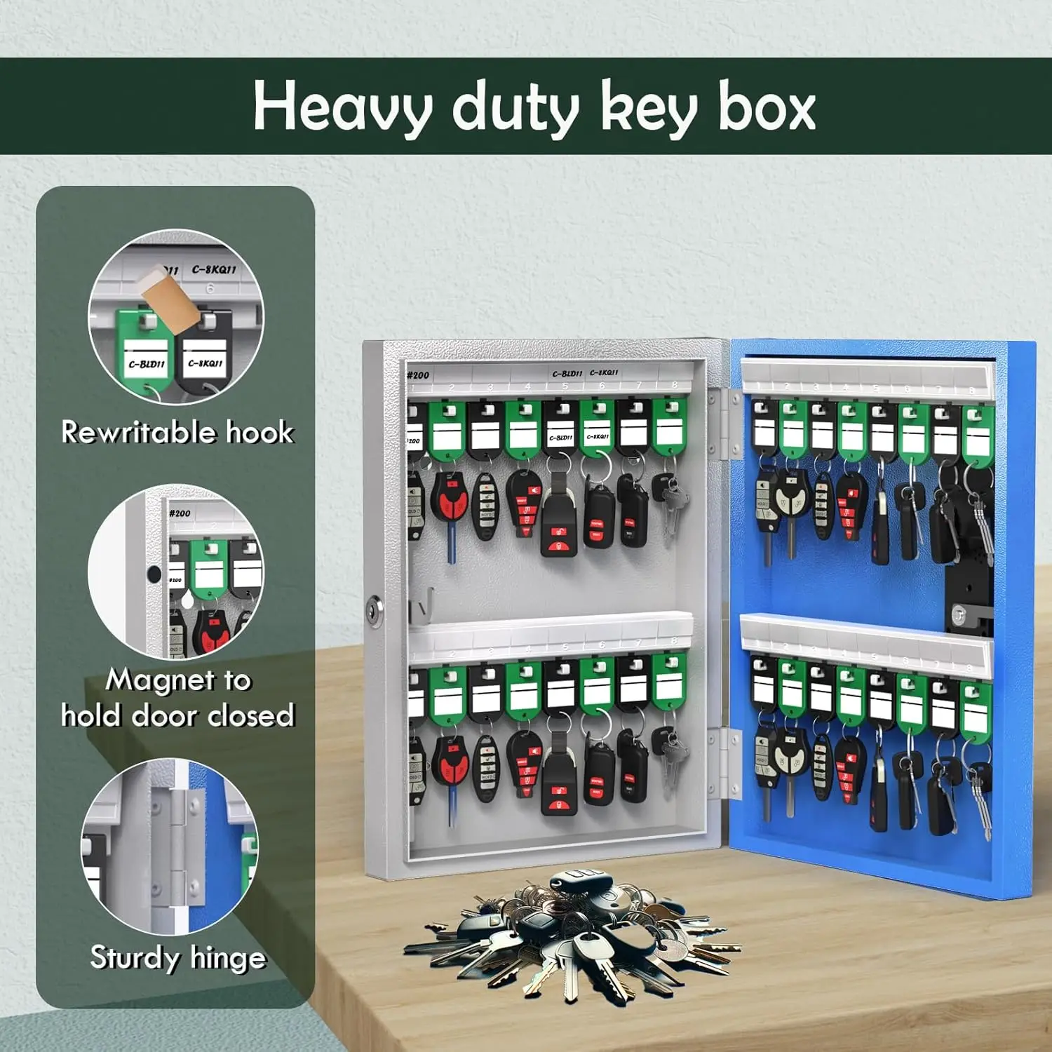 Key Safe Box zur Wandmontage (32 Tasten), Smart Key Cabinet, APP Bluetooth/einmaliges Passwort/Wi-Fi/Fixed Code/Schlüsselentriegelung, Schlüsselverwaltung