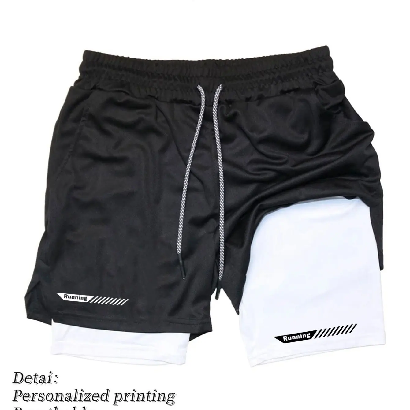 

Мужские шорты для бега 2 в 1, двухслойные спортивные шорты, спортивная одежда, шорты для фитнеса, тренировочные шорты для бега, мужская одежда