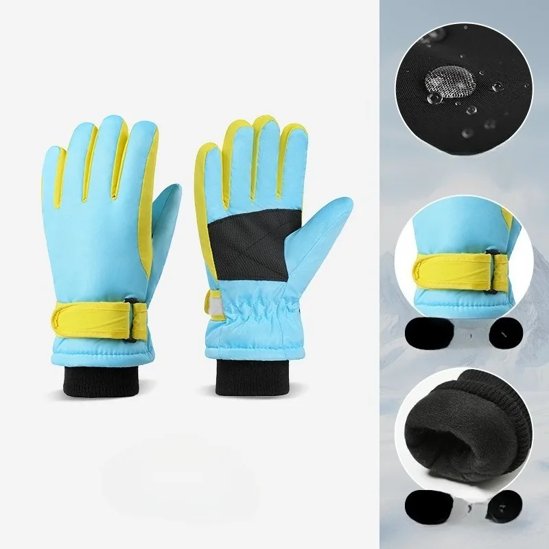 

Перчатки для зимних видов спорта на открытом воздухе, детские перчатки для детей от 3 до 9 лет, ветрозащитные лыжные перчатки на флисовой подкладке, теплые и удобные