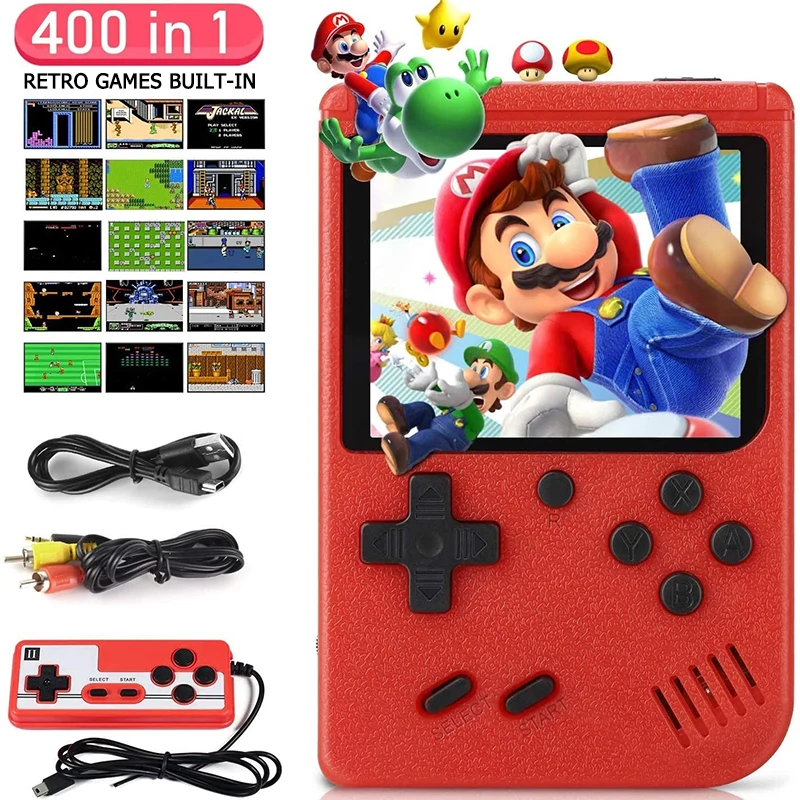 Retro Portable Mini Handheld Video Game Console 8-Bit 3.0 Inch LCD Color Kids Game Player Built-in 400 games For Kid Xmas Gift 