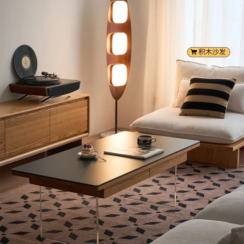 

Простой современный акриловый журнальный столик из цельного дерева, гостиная, бытовой вишневый деревянный столик для маленькой квартиры, чайный столик из каменной плиты