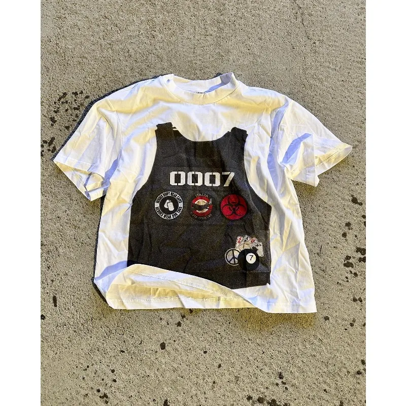 

Harajuku Style Peace War Pattern T-shirt Oversized Men's Seasonal New Item Suitable for Both Men and Women Casual T-shirt