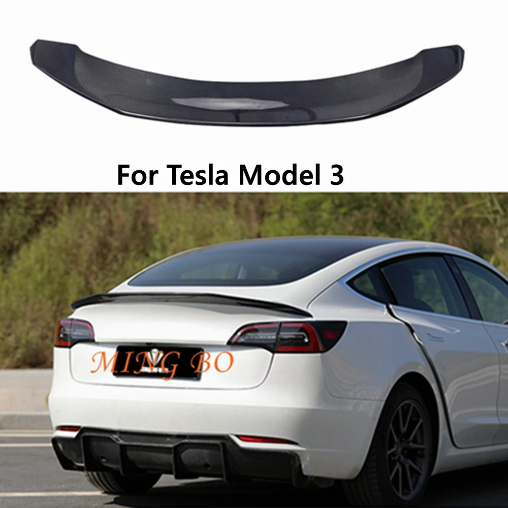 

For Tesla Model 3 V Style Carbon Fiber Rear Spoiler Trunk Wing 2017-2022 FRP Forged Carbon