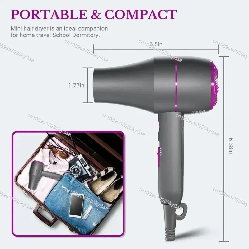 1800W Professional Hair Dryer Powerful Hair Care Strong Wind Blower Constant Temperature Collecting  Air Comb Nozzle Gear